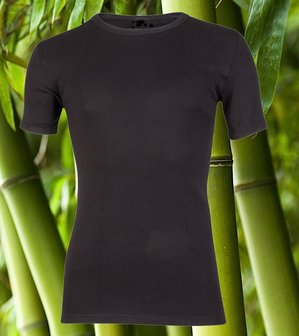 Bamboe heren T-shirt met ronde hals en K.M. Zwart