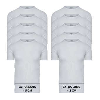Kennis maken Clam Vaag 10-pack Extra lange heren T-shirts met ronde hals M3000 Wit - Maxx owen  boxershorts