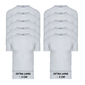 10-pack Extra lange heren T-shirts met O-hals M3000 Wit