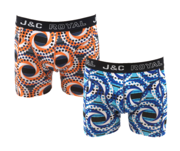 H248-30067  2-pack Heren Boxershort met print Oranje/Blauw